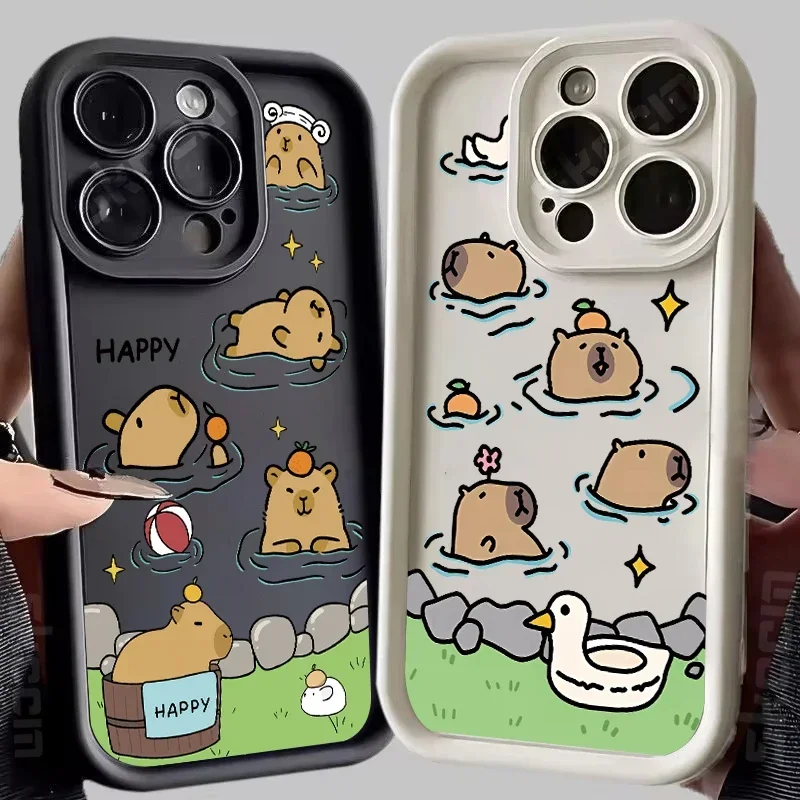 Мягкий силиконовый чехол с забавной капибарой для iPhone 15, чехлы для iPhone 14 13 12 11 Pro Max XS XR X 7 8 Plus, противоударный милый чехол