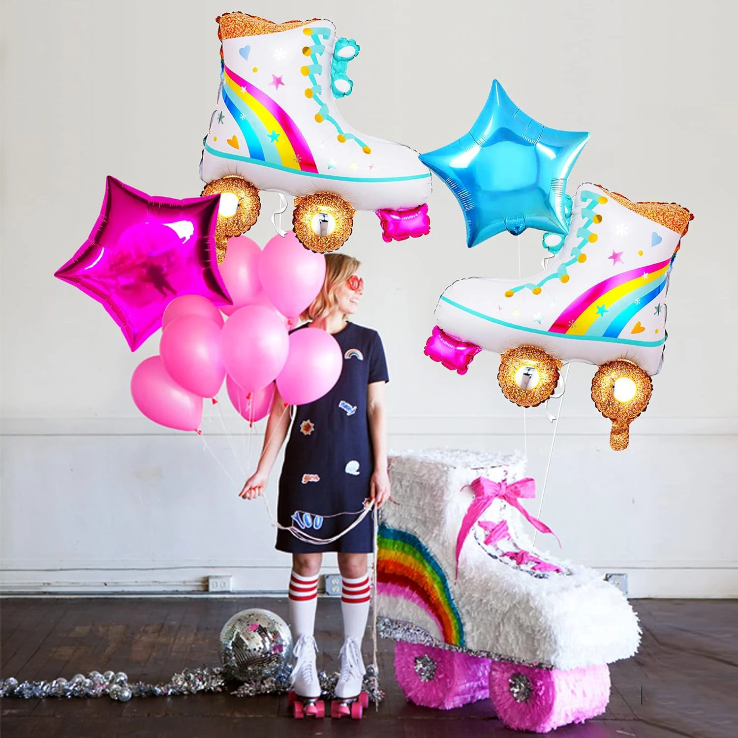 4 Pcs/Set Roller Skate Balloon Boom Box 80s 90s 22 Inch Disco Foil Balloons 80s 90s Retro Party Balloon for Party Decorations view 5