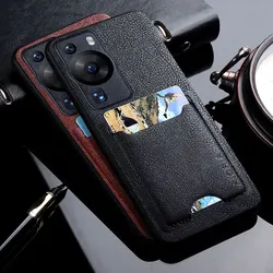 Case for Huawei P60 P50 P40 Pro Lite funda Luxury Pu Leather Card Holder Phone cover for Huawei P60 Pro Card Pocket Card Case