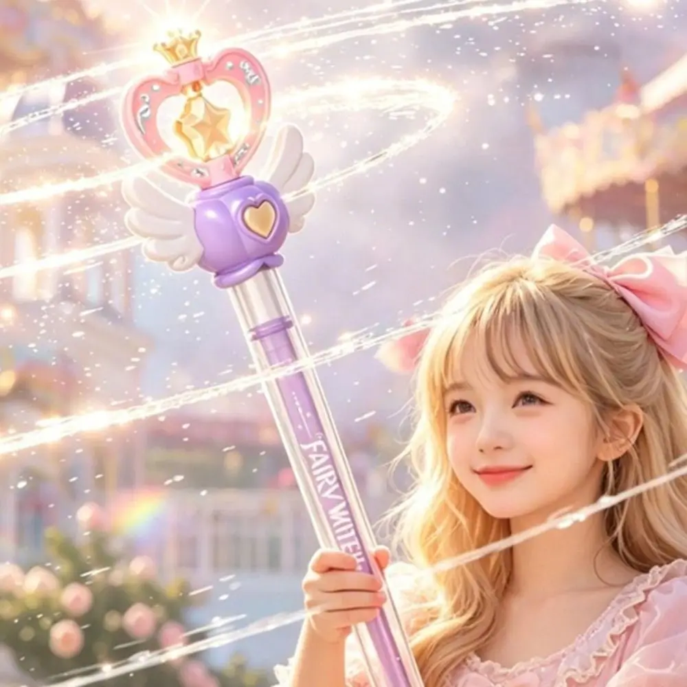 Sparkling Princess Wand Water Winged Wand Shape Push Spray Fairy Water Heart Decoration Refillable Water Tank