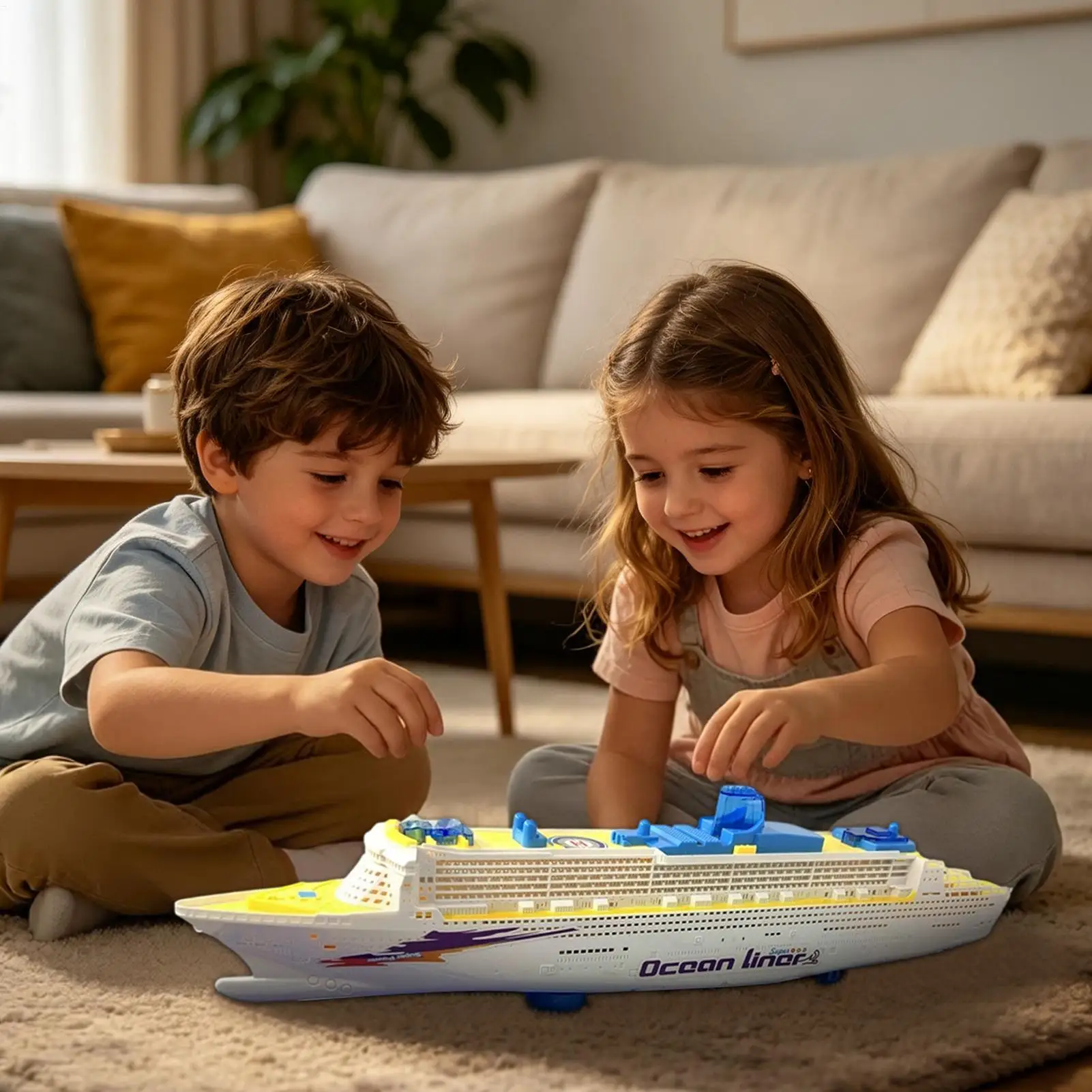 Electric Cruise Ship Toy Lighted 2-Layer Realistic Imaginative Decor Sea Liner Cruise Ship Model For Preschoolers Young Child