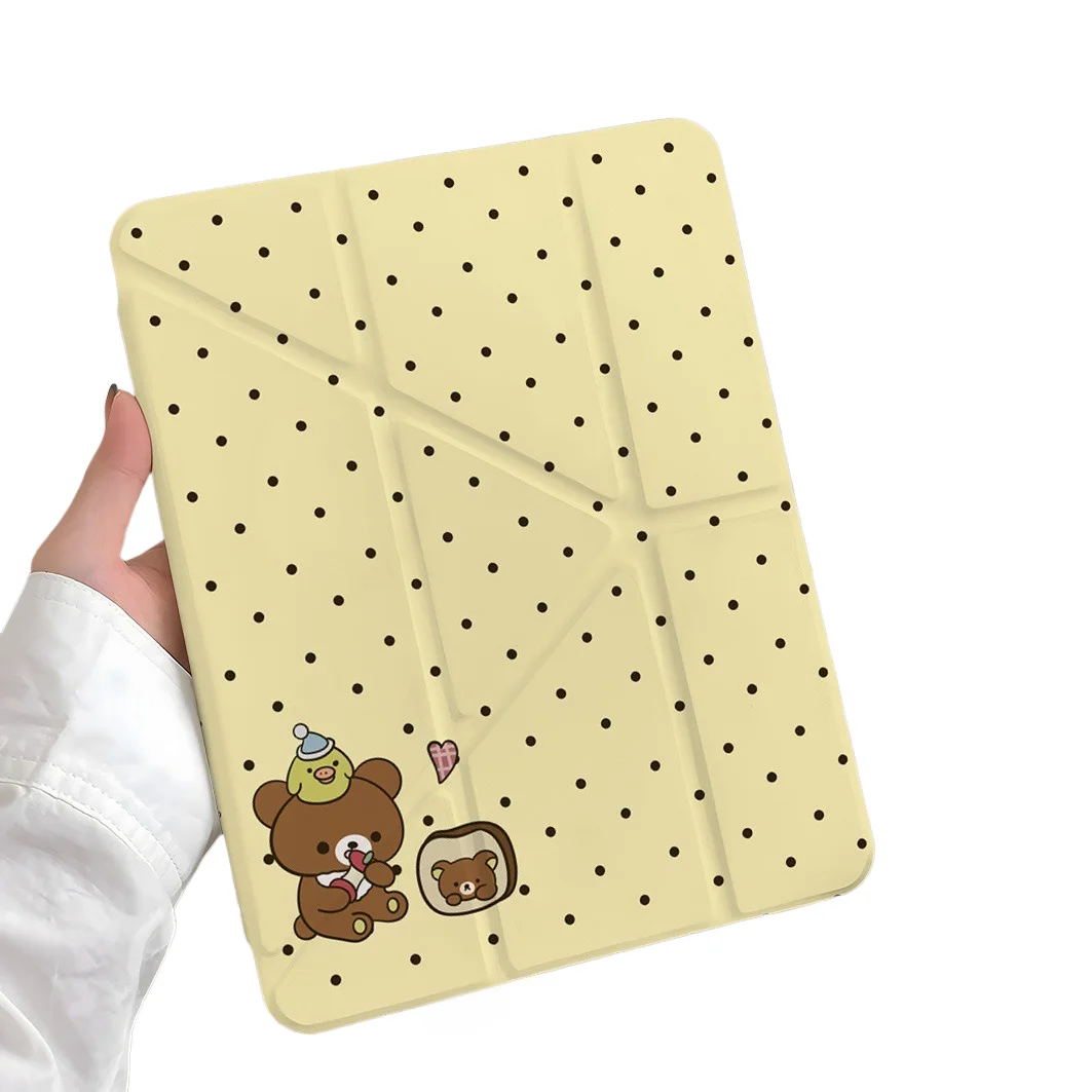 Cartoon Bear Pen Slot Tablet Case For Mini7 6 iPad Pro 2024 2022 2021 2020 2019 2018 2017 11 10 9 8 7 6 5 Air7 6 5 4 3 2 1 Cover