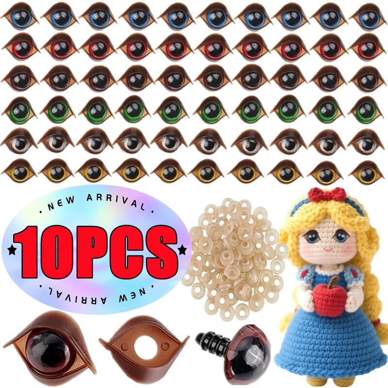 

New 10PCS(5pairs) Plastic Safety Eyes Crafts Bear Animal DIY Dolls Puppet Accessories Stuffed Toys Parts with Washer 10/12/14mm