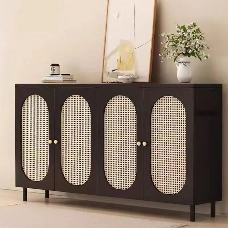 

HYS new retro rattan shoe cabinet door home simple modern porch wall locker into the living room storage