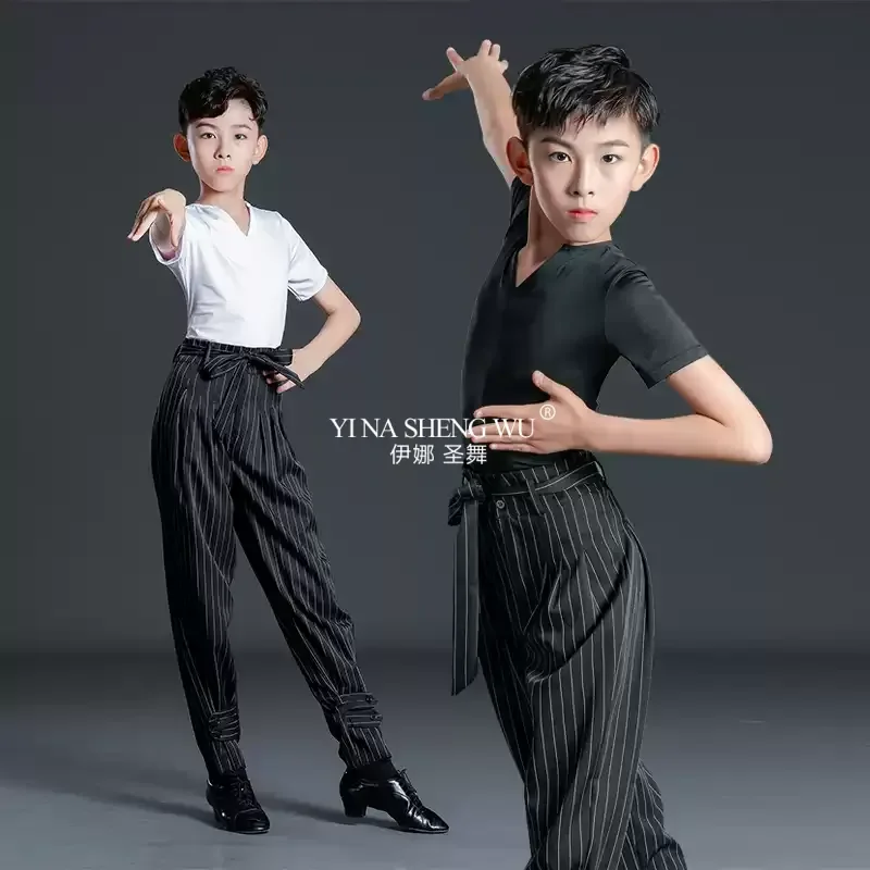 Jongens Latin Dans Kostuum Kinderen Professionele Stijldansen T-shirt Broek Pak Rumba/Cha Cha/Samba Prestaties danskleding