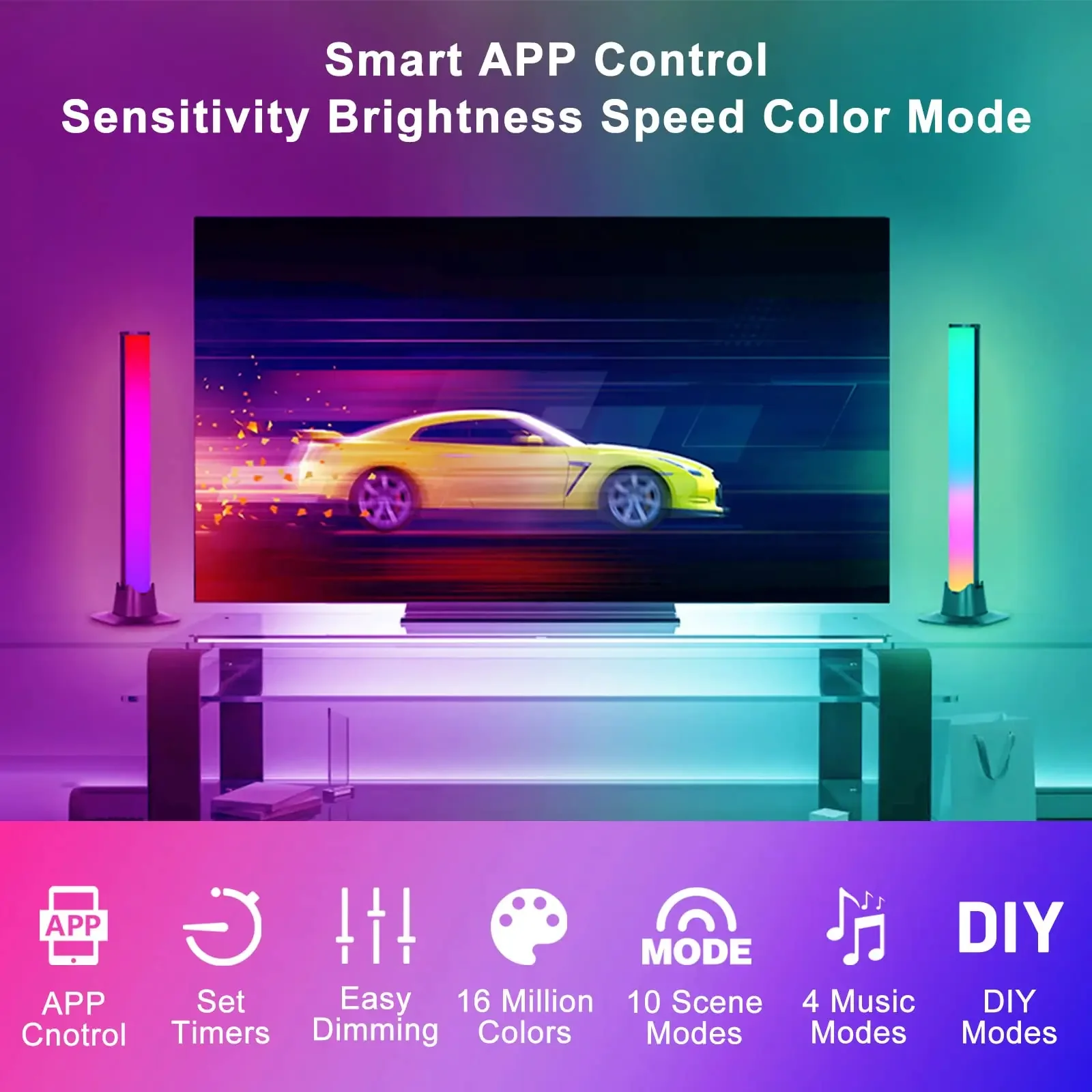 Tuya WIFI RGB Atmosphere Night Light LED Music Rhythm Sensing Lamp Bedroom Festival Decoration Light Bluetooth Control Lights