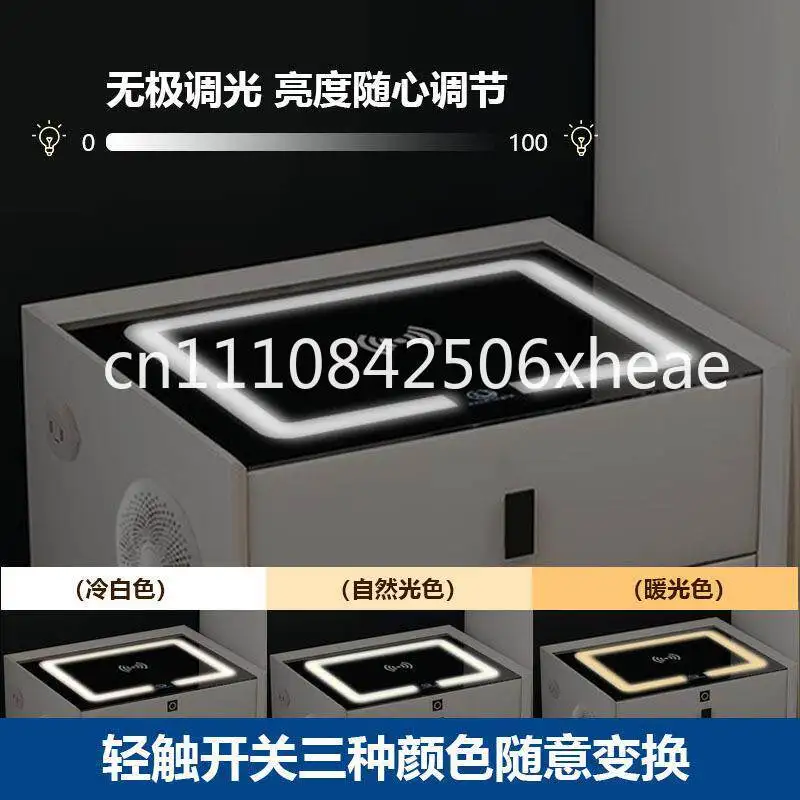 Bedside table Smart electronic panel Tempered glass panel Wireless charging Bluetooth audio Touch light accessories
