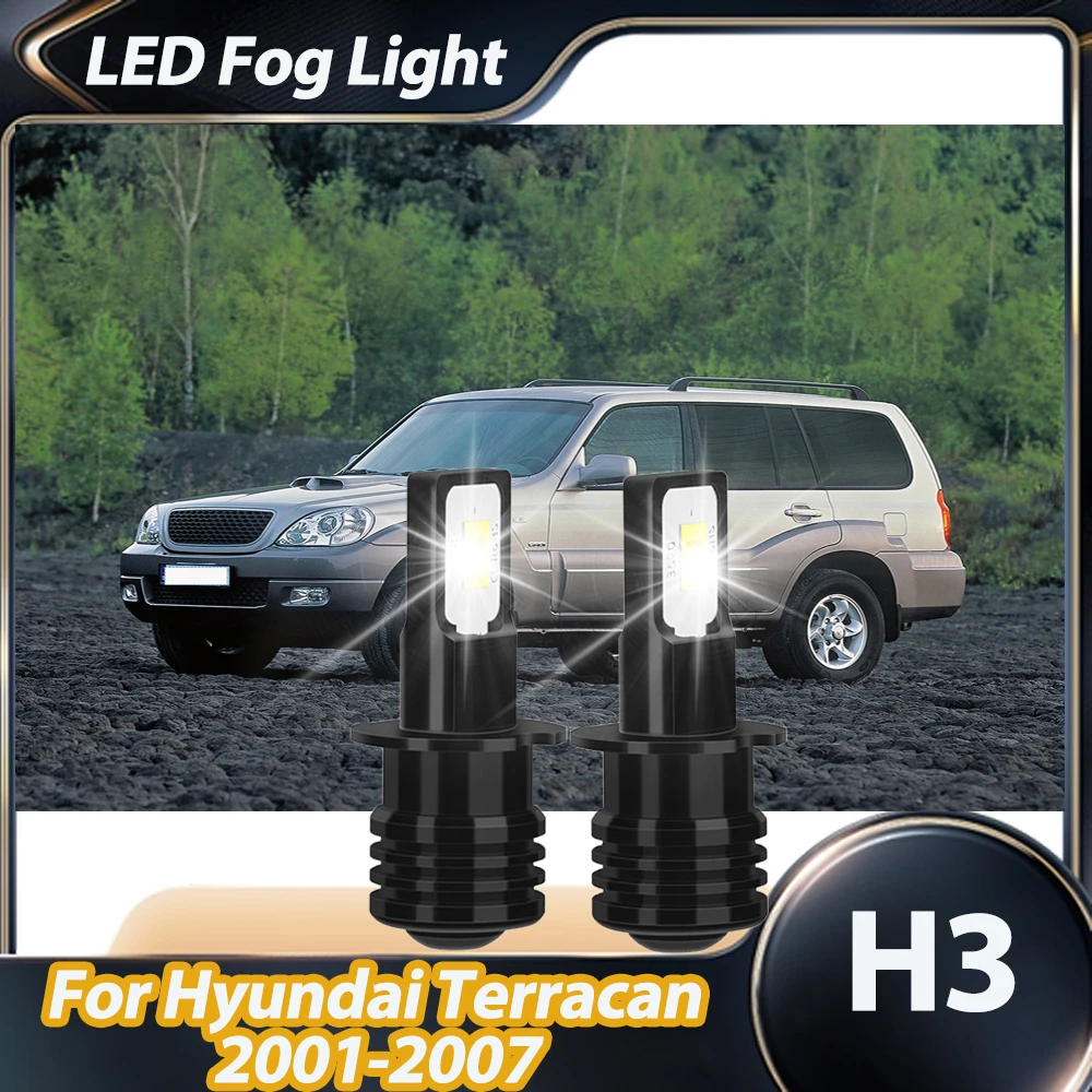 

For Hyundai Terracan 2001-2007 2PCS H3 15000LM LED Fog Light Bulbs Bright White 6000K Auto Driving Running Lamps