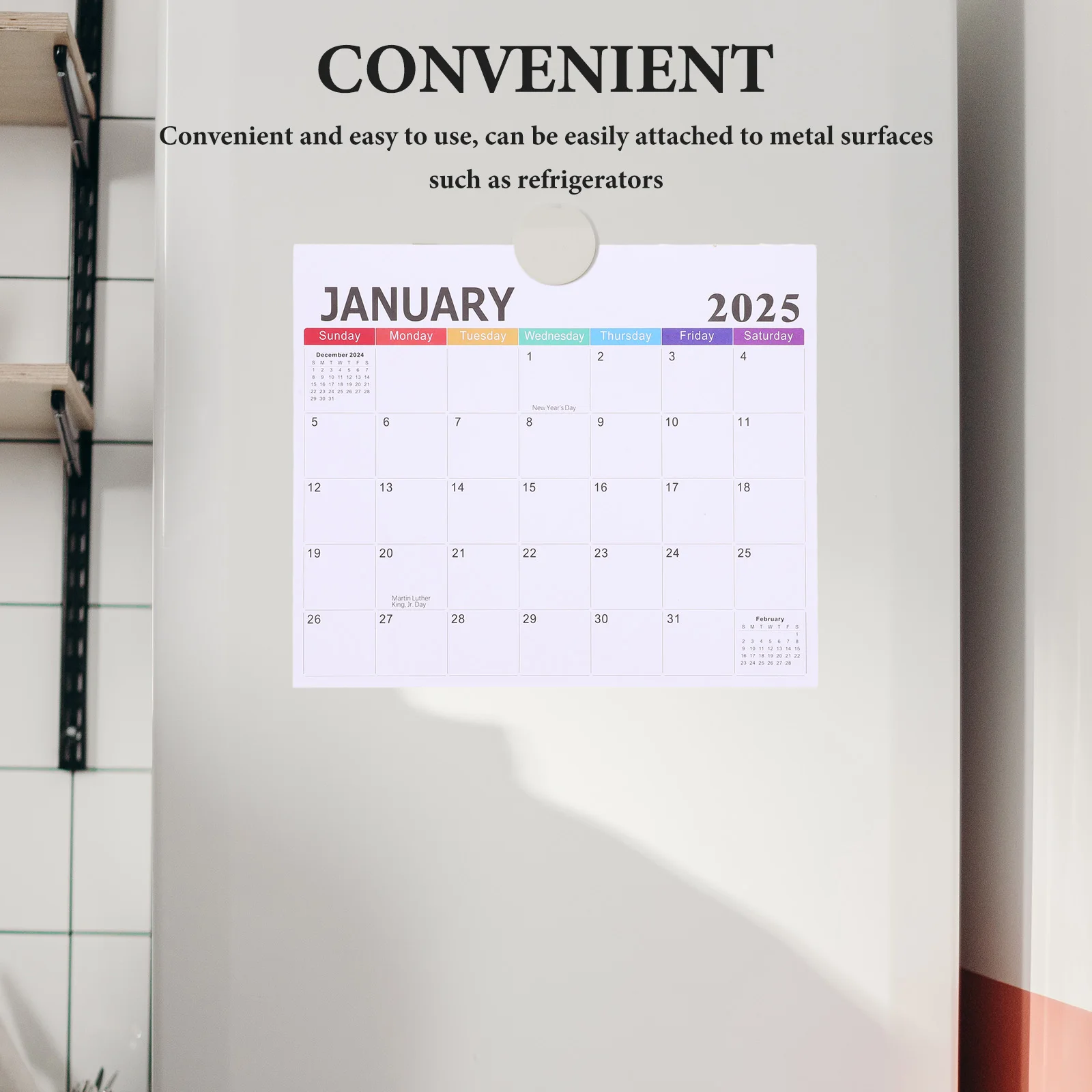 

Aesthetic Fridge Calendar 2025 Magnetic Refrigerator with Large Blocks White Planner
