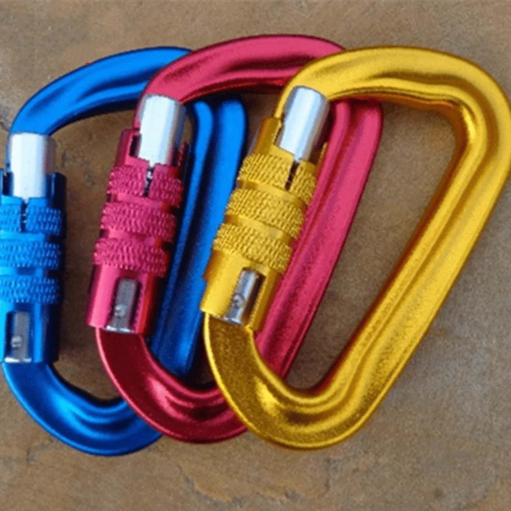 스냅 클립 12KN 해먹 후크 항공 알루미늄 안전 전문 카라비너 ​​보호 무작위 색상 야외 스포츠 버클 라펠링