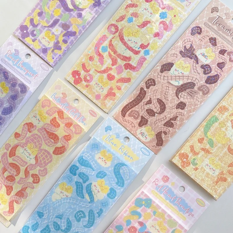 Colorful Laser Sticker Ribbon DIY Cute Kawaii Diary Decorative Ins Sticker Stationery Scrapbook Bullet Sticker Material Streamer