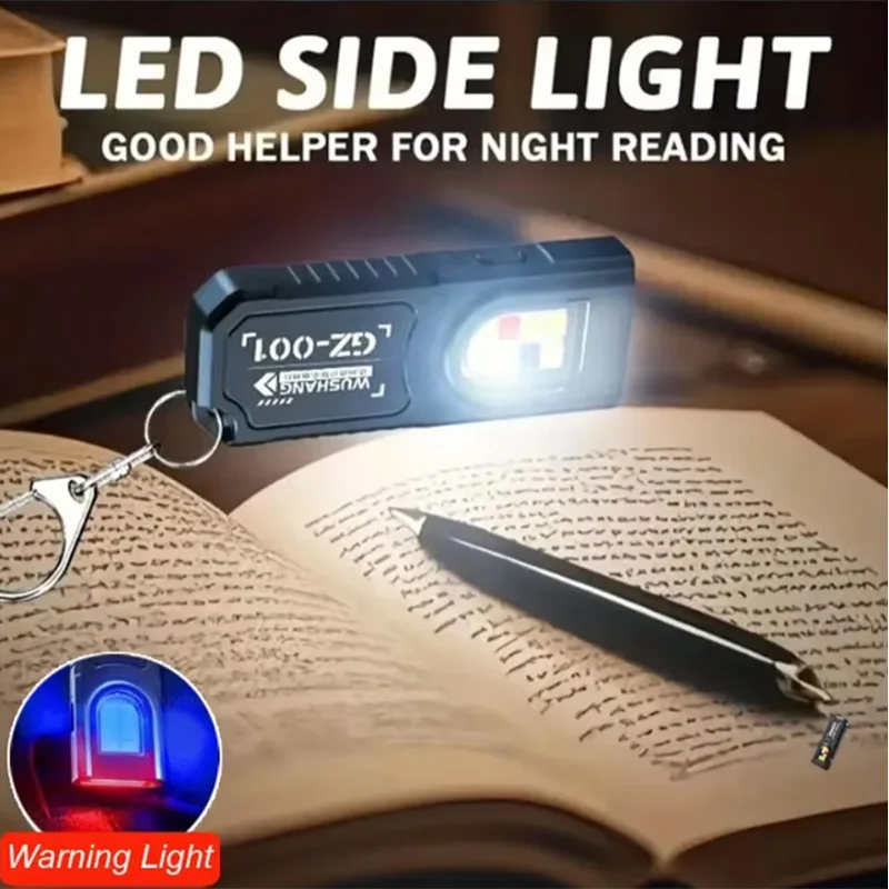 Powerful Mini COB LED Keychain Flashlight USB Rechargeable Hanging Work Light Waterproof Keyring Camping Walking Pocket Lamp