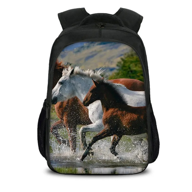 Horse double-layer backpack animal horse 3D printed large capacity student new handsome casual backpack