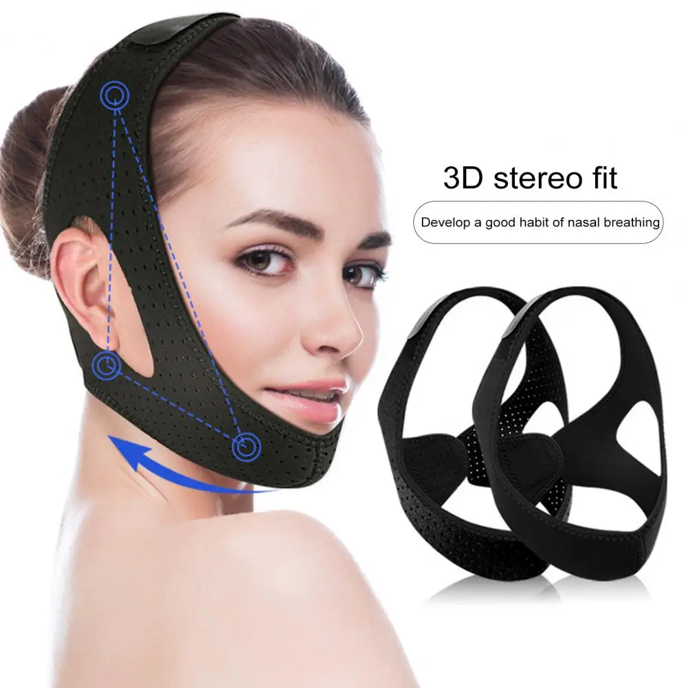 Anti Snore Chin Strap Adjustable Breathable Keeping Mouth Closed Sleep Aid Anti-Snoring Jaw Strap Breathing Corrector Device