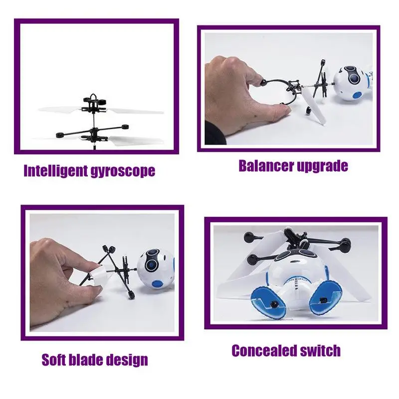 Robot Fly Toy Induction Robot With Conceal Power Switch Robot Helicopter Induction Flying Remote Control USB Charging Gift For