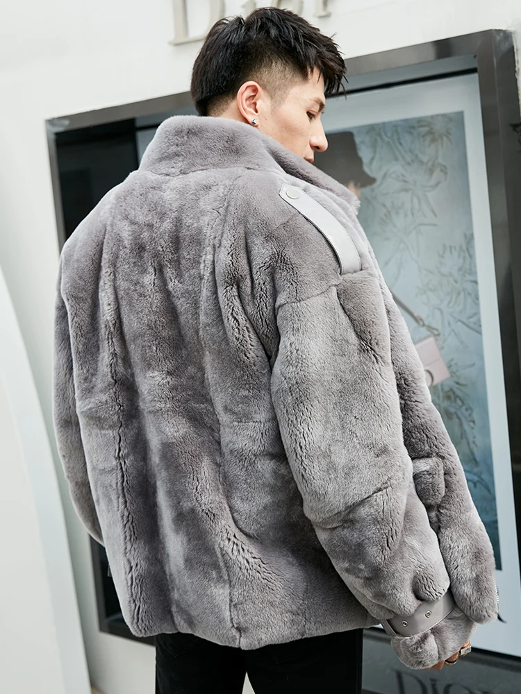 Hot Sale Fluffy High Quality Winter Men Coat Super Soft Comfortable High Class Rex Rabbit Fur Coat