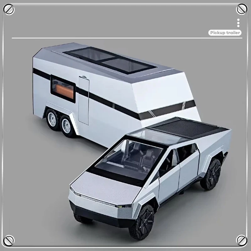 1:32 liga captador reboque rv puxar para trás carro com luzes música simulado veículo recreativo diecast caminhão modelo brinquedo decoração de casa