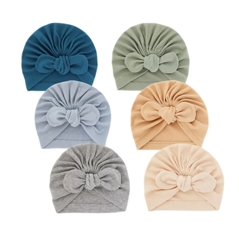 Soft Bonnet Caps Bowknot Turban Hat Caps Headwrap for 0-2 Year Baby Infant Toddlers Newborns Breathable Headwraps