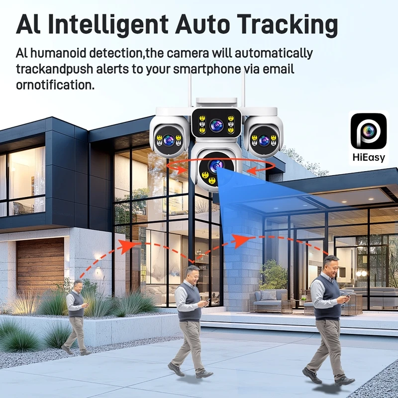 20MP WIFI 4-Lens 4-Screen Surveillance Camera Intelligent Human Detection Two-Way Voice Intercom Panoramic Home Security Camera