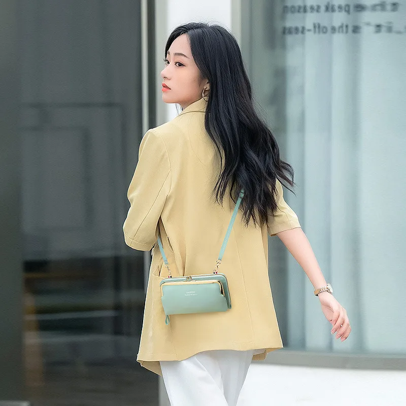 New Women\'s Phone Crossbody Bag Large Capacity Lychee Pattern Wallet Zipper Small Shoulder Bag Coin Card Holders Purse for Girl