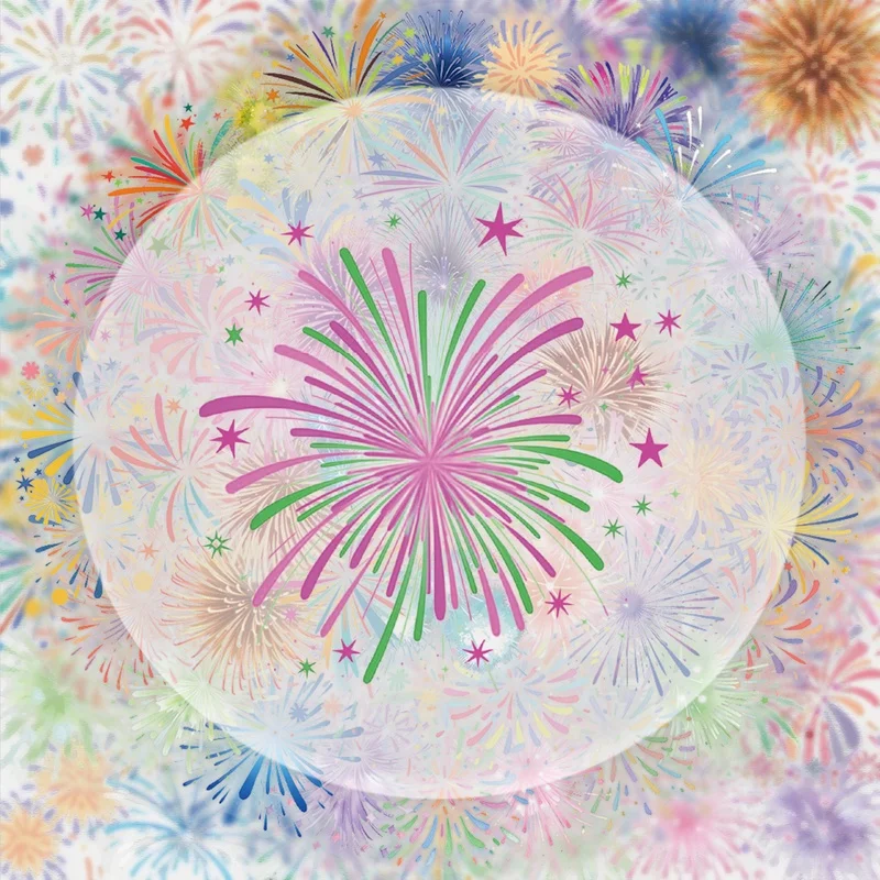 50 transparente Aquarell-Feuerwerk-Graffiti-Aufkleber, lebendige Aufkleber, geeignet zum Dekorieren von Wasserflaschen, Laptops, Mobiltelefonen, Koffern, Skateboards, Gitarren, Geschenkboxen,