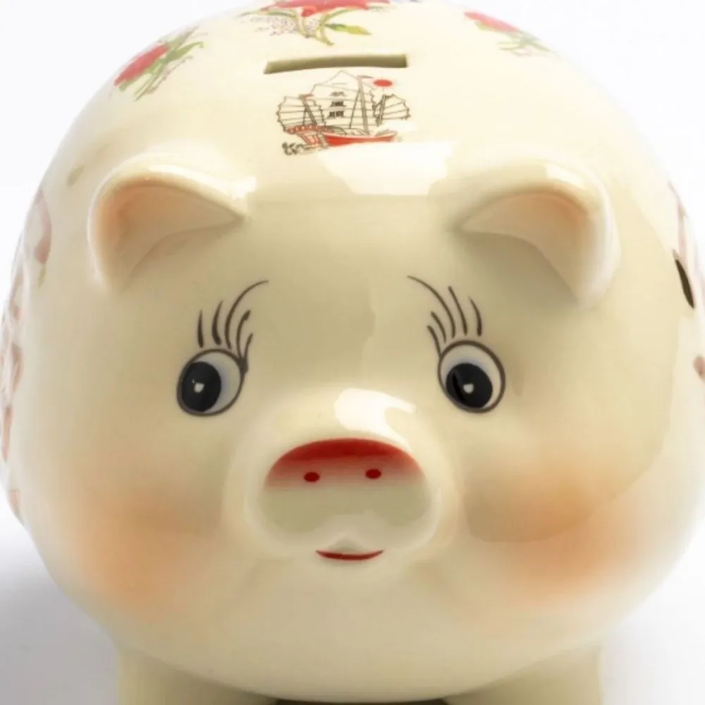 Decorative Animal Piggy Money Bank Ceramic Good Luck Pig Coins Saving Box Multi-purpose Durable Golden Beans Container Children