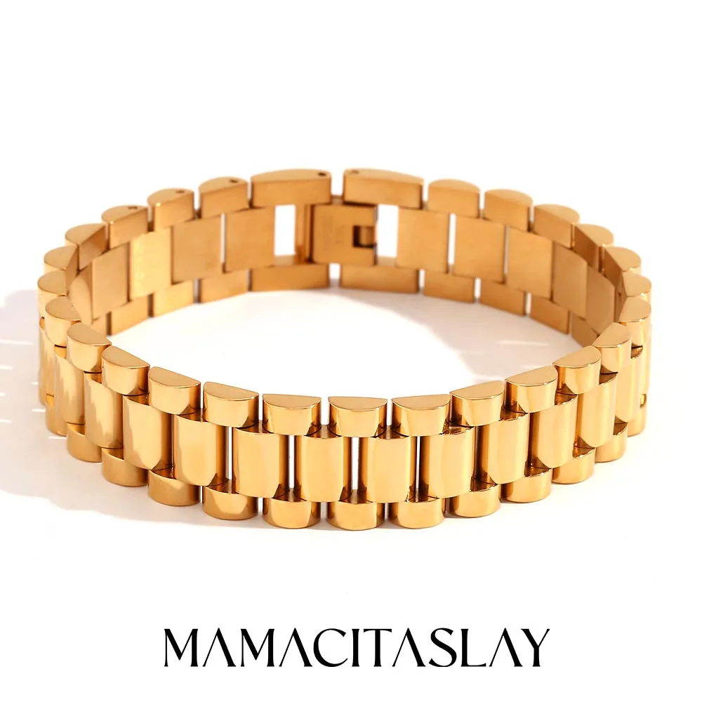 

MamacitaSlay Stainless Steel Mixed Color Bracelet Party Creative Waterproof Wrist Jewelry 2025 New Trendy Bracelet Men Women