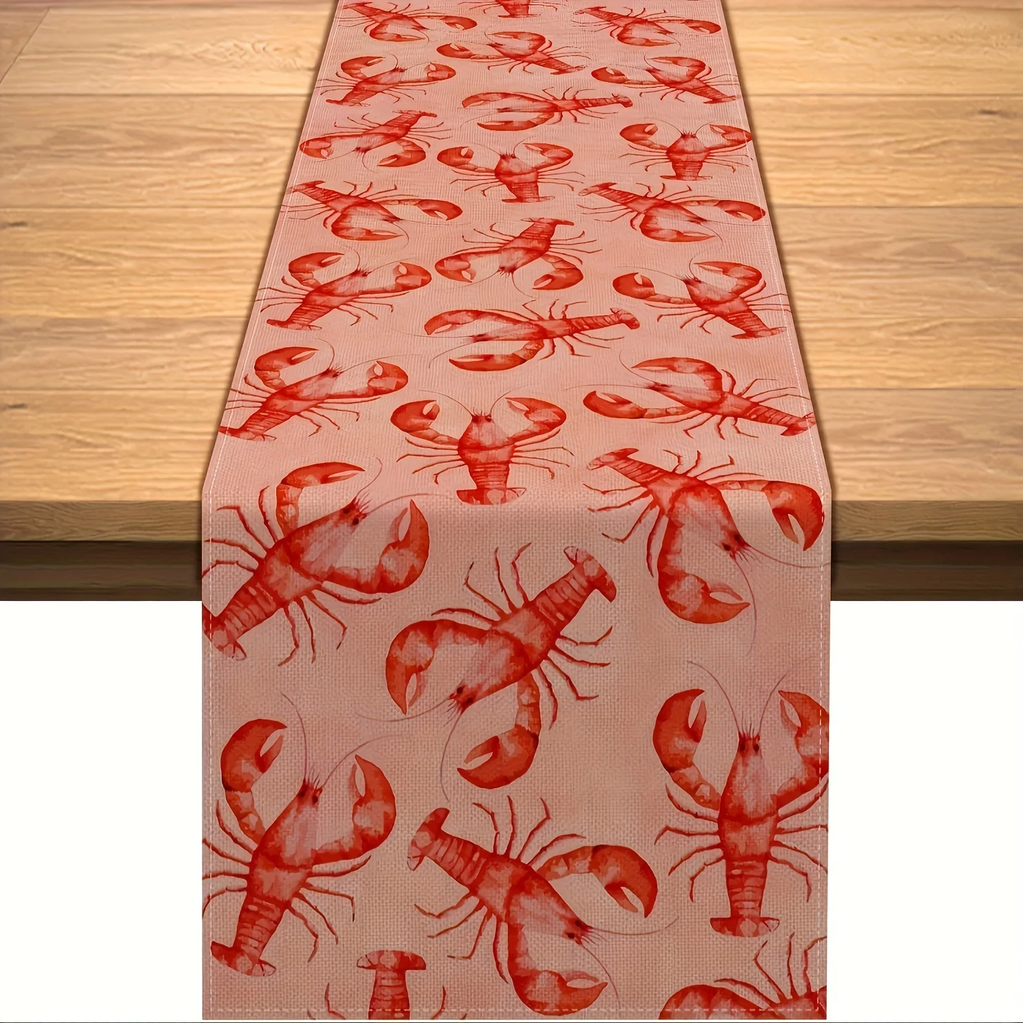 Lobster Pattern Woven Table Runner - Rectangular Indoor Outdoor Home Gathering Entryway Coffee Table Decor