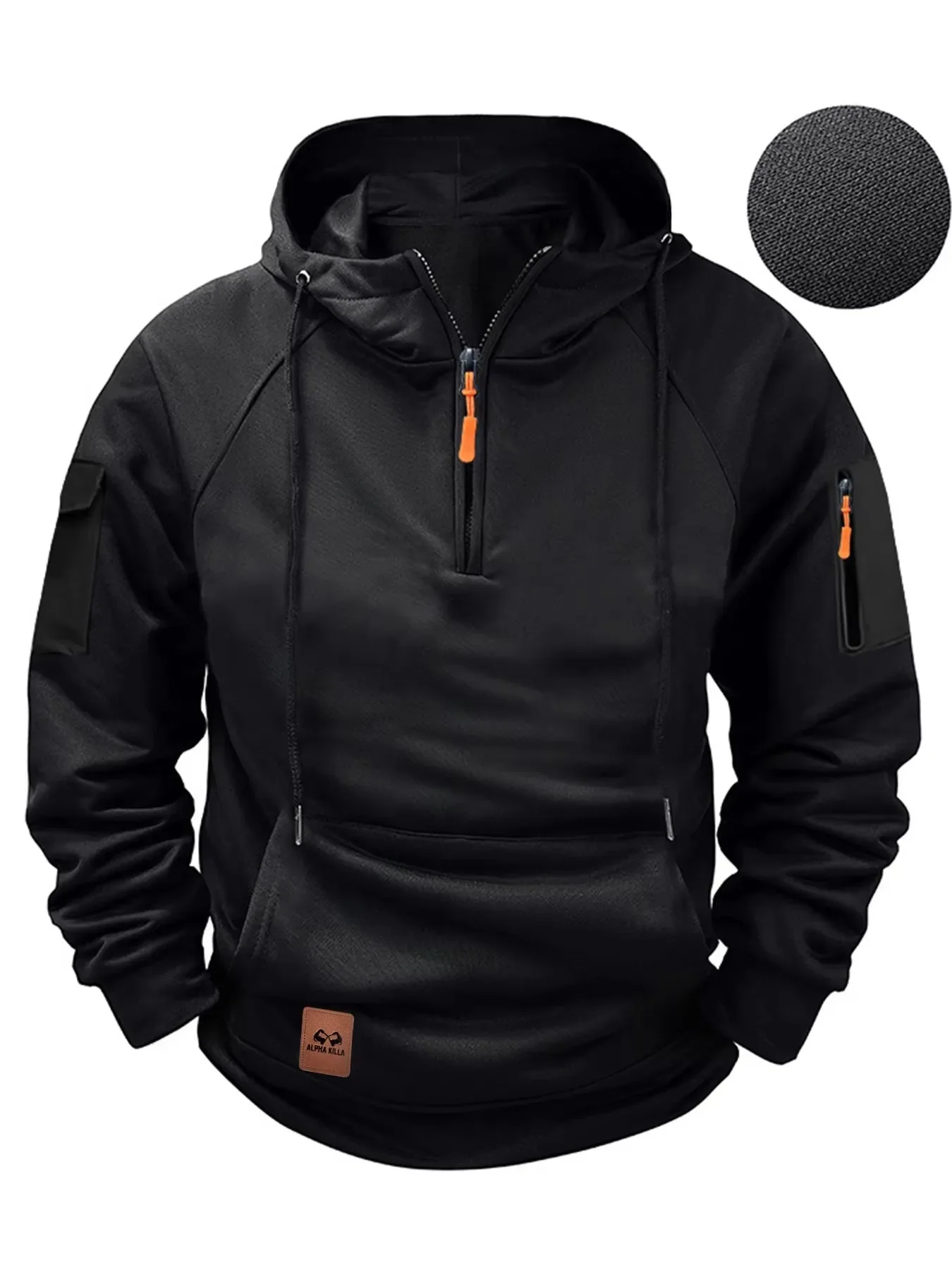 2026 new style men's large-size loose autumn and winter fashion casual sports zipper hooded multi-pocket workwear sweater