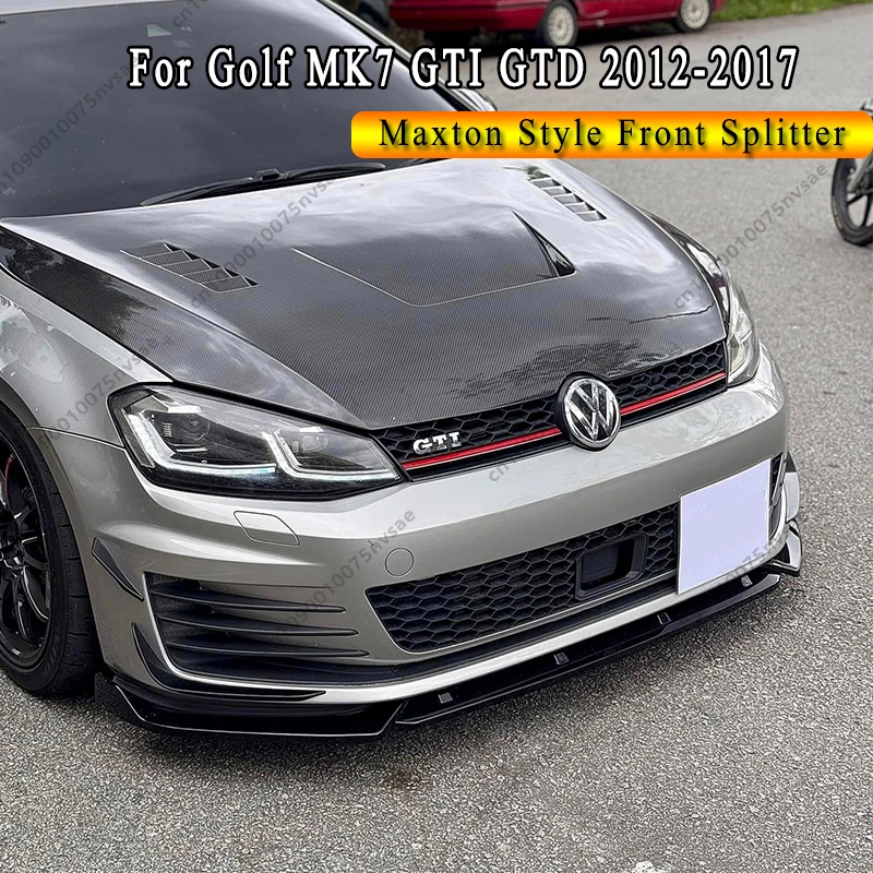 Dla VW Golf Mk7 GTI GTD Golf 7 GTI 2012-2017 MAXTON Style Car Przedni zderzak Lip Splitter Spoiler Przedni zderzak Cap Spoiler Bodykit