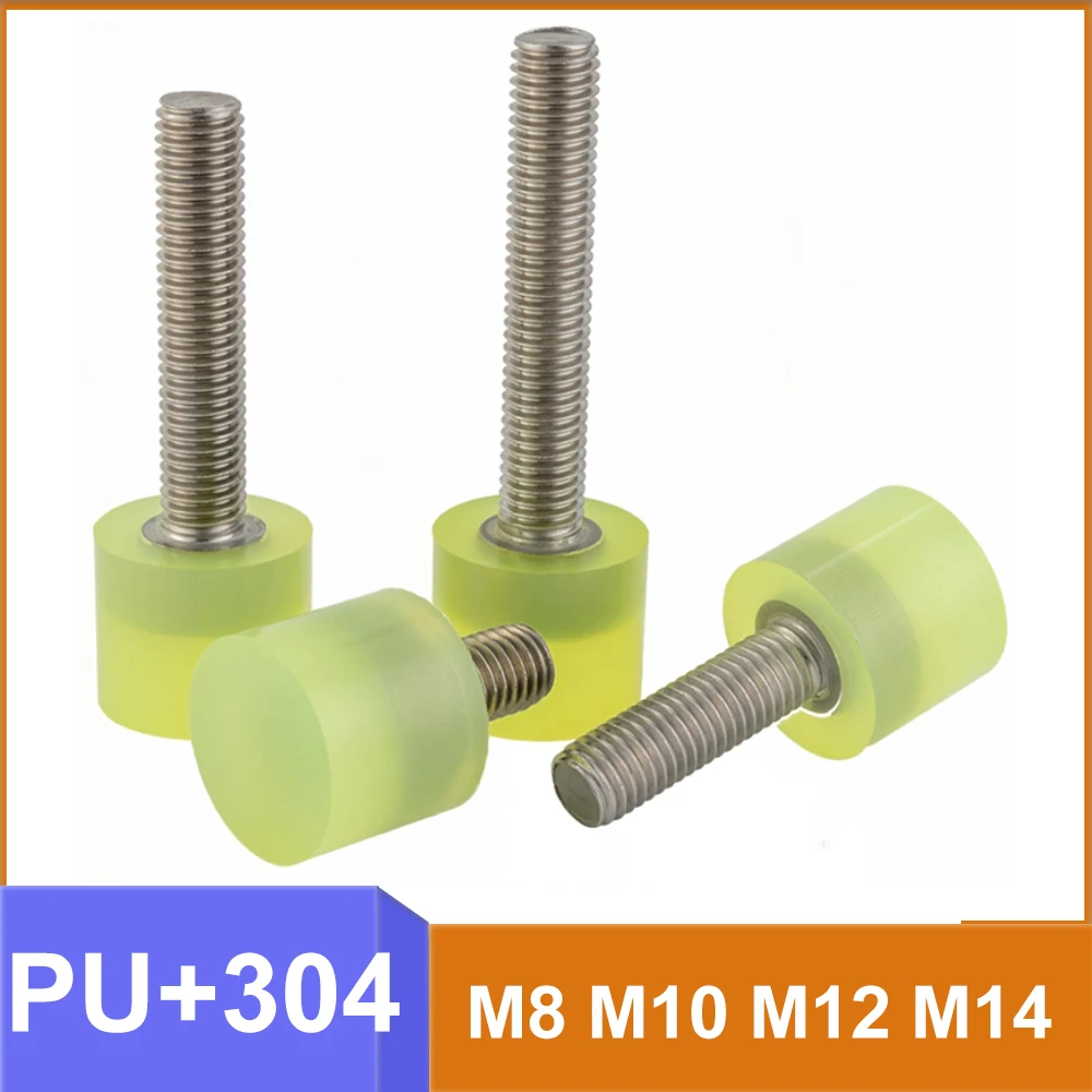 1pcs Anti Collision Shock Absorbing Screws PU Rubber Head Buffer Bolt M8 M10 M12 M14 304 SS Polyurethane Coated Screw