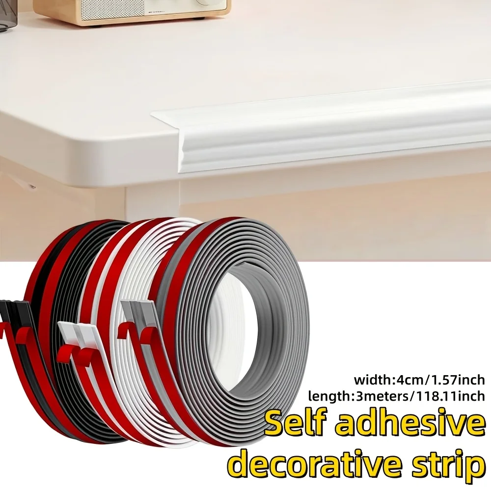 1PC 0.5/1/2M Self Adhesive Embossed PVC Wall Strips 4Cm Width Vinyl Corner Molding Trim Modern Home Wall Corner Decor