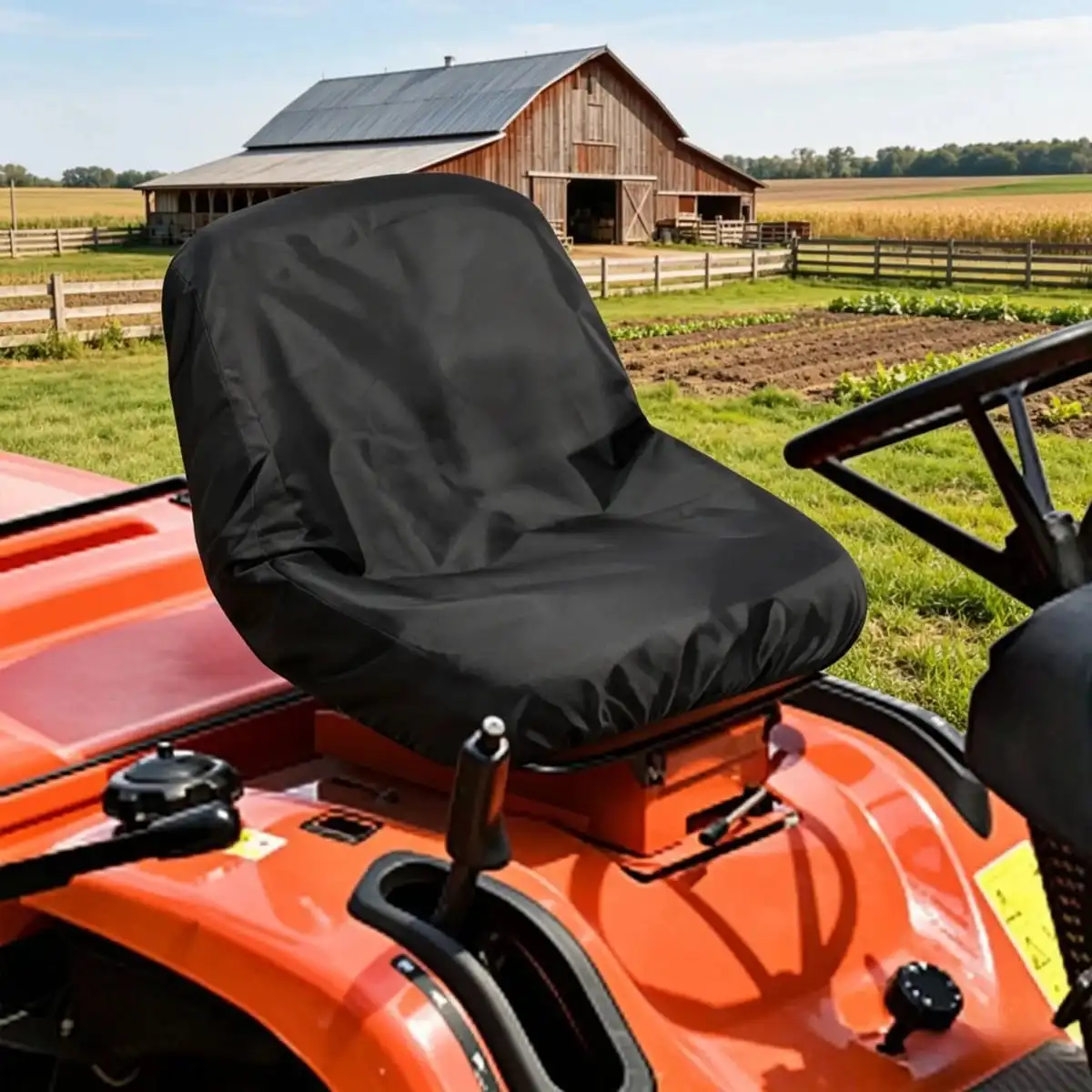 Riding Lawn Mower Seat Cover, Heavy‑Duty Waterproof Tractor Seat Protector, UV‑Resistant Dust‑Proof Elastic Mower Chair Cover