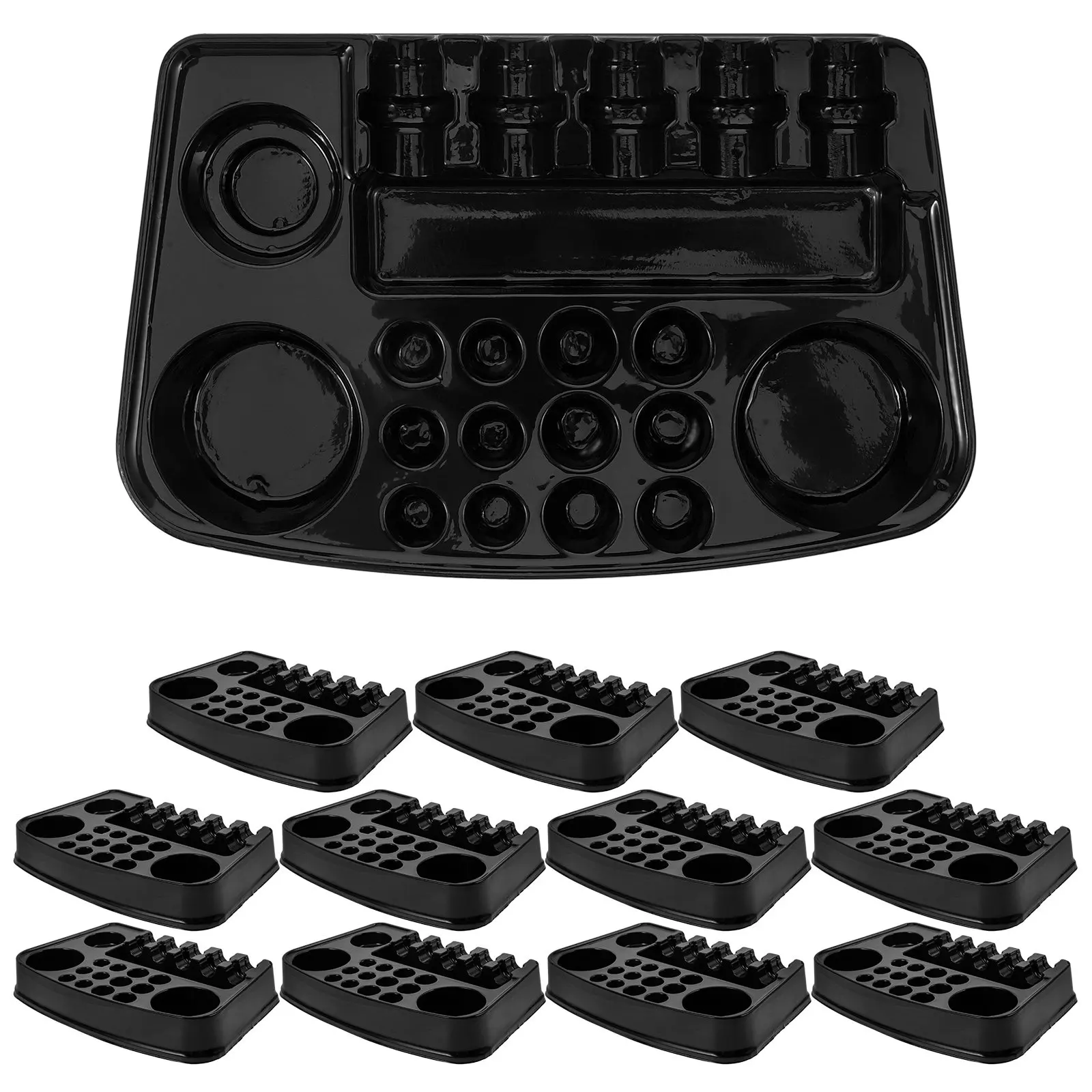 

12Pcs Tattoo Ink Palettes Thickened Plastic Pigment Holders Disposable Ink Trays for Professional Amateur Tattooing Supplies
