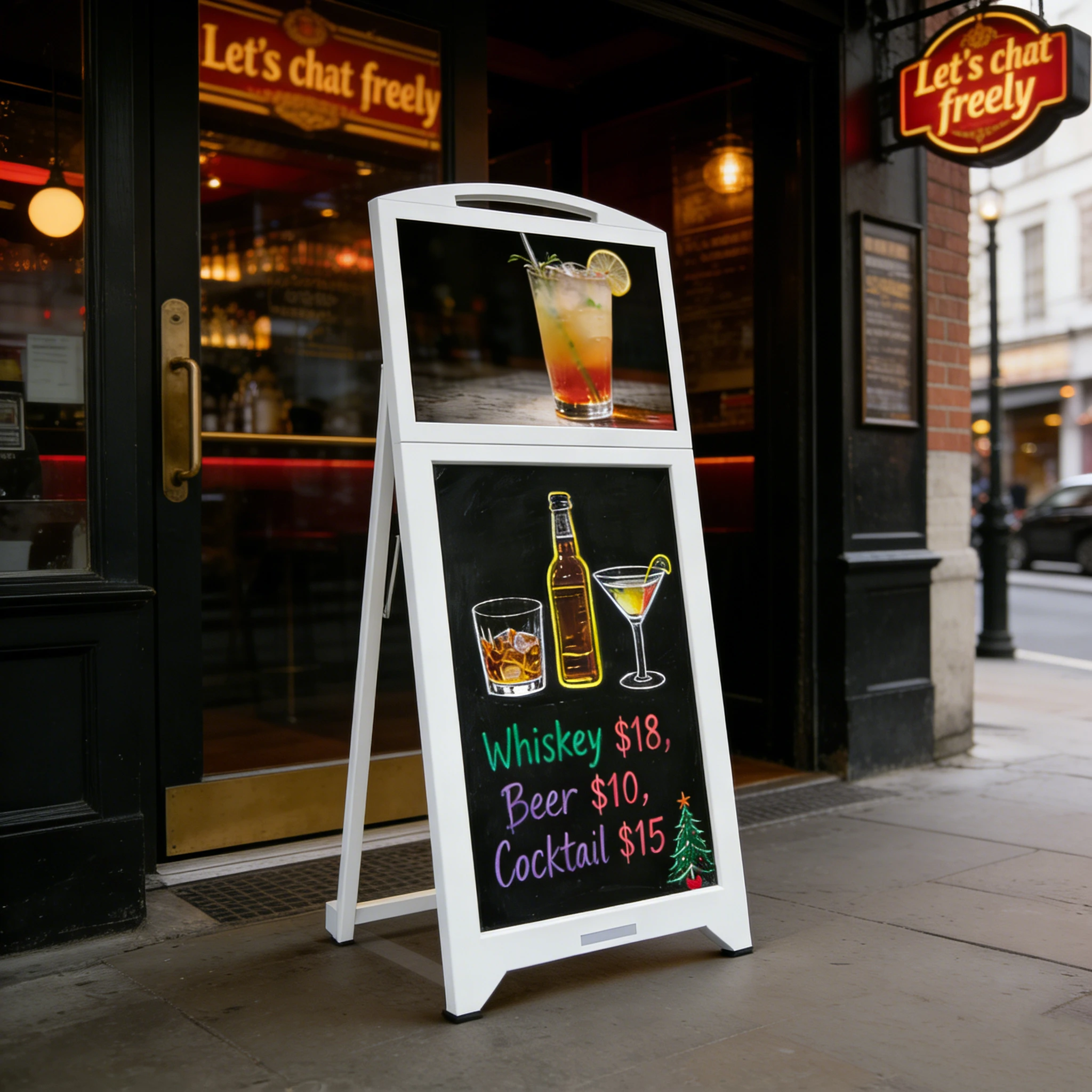 21.5 Inch Outdoor Digital Menu Board LCD Advertising Display LED Writable Chalkboard Animation SDK Retail Store Wayfinding