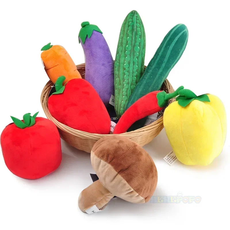 Simulation Fruits Vegetable Plush Toy Garlic Strawberry Broccoli Watermelon Pumpkin Soft Stuffed Plushie Doll Baby Education Toy