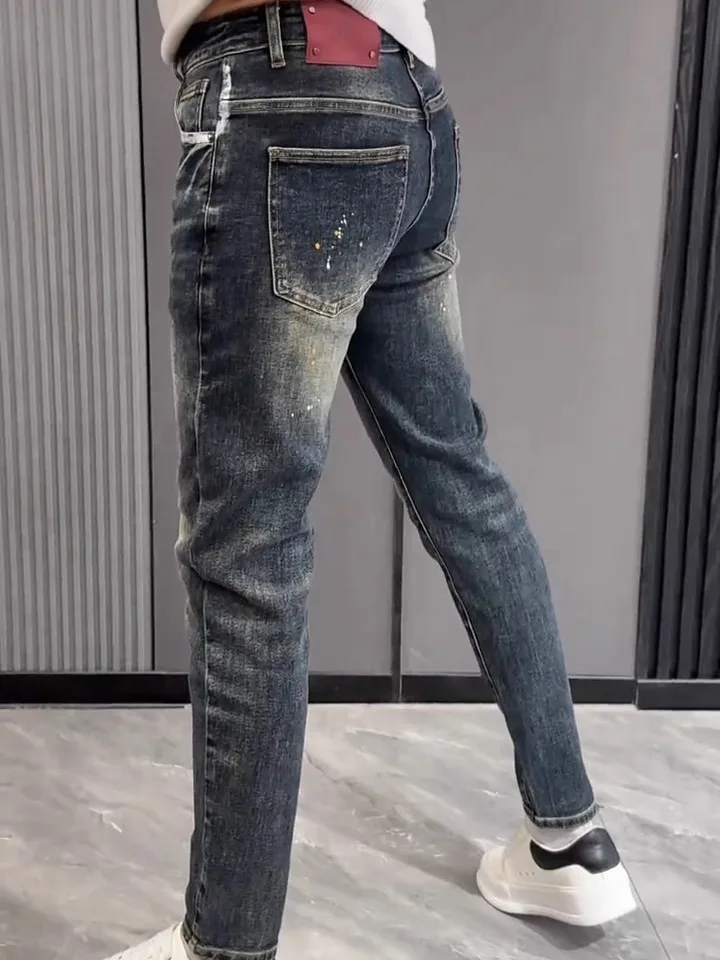 

High Quali Men's Jeans Faionable Busin Sle Winter New Arrival Slim Fit Straight Leg mid Waist Waed Denim Pants