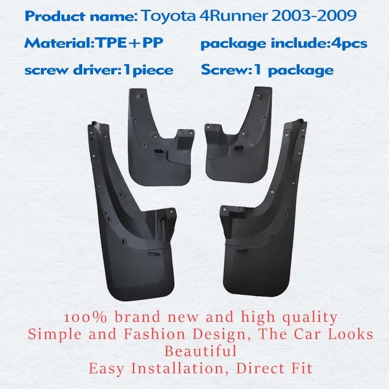 FOR Toyota 4Runner 2003 2004 2005 2006 2007 2008 2009 Mudguard Splash Mud Flap Guard Fender Mudflaps Car Accessories 4PCS