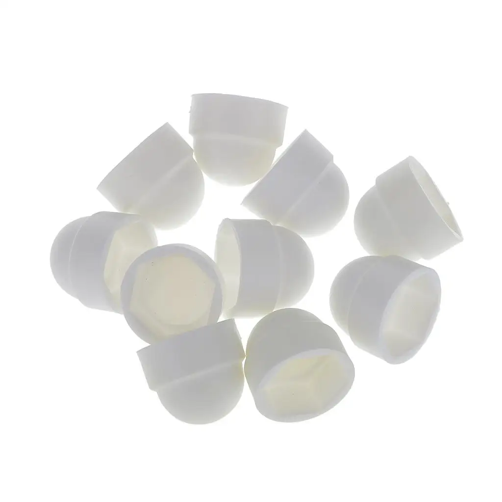 10pcs M6 Bolt Nut Protection Caps Cover Hexagon Screws M10x19.5mm , White-1