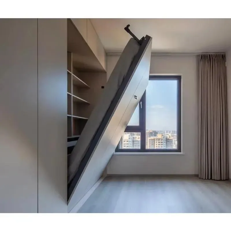 Murphy Bed Horizontal Space Saving Home Furniture Small Apartment Invisible Wall Bed with Wardrobe Set Rollaway Bed