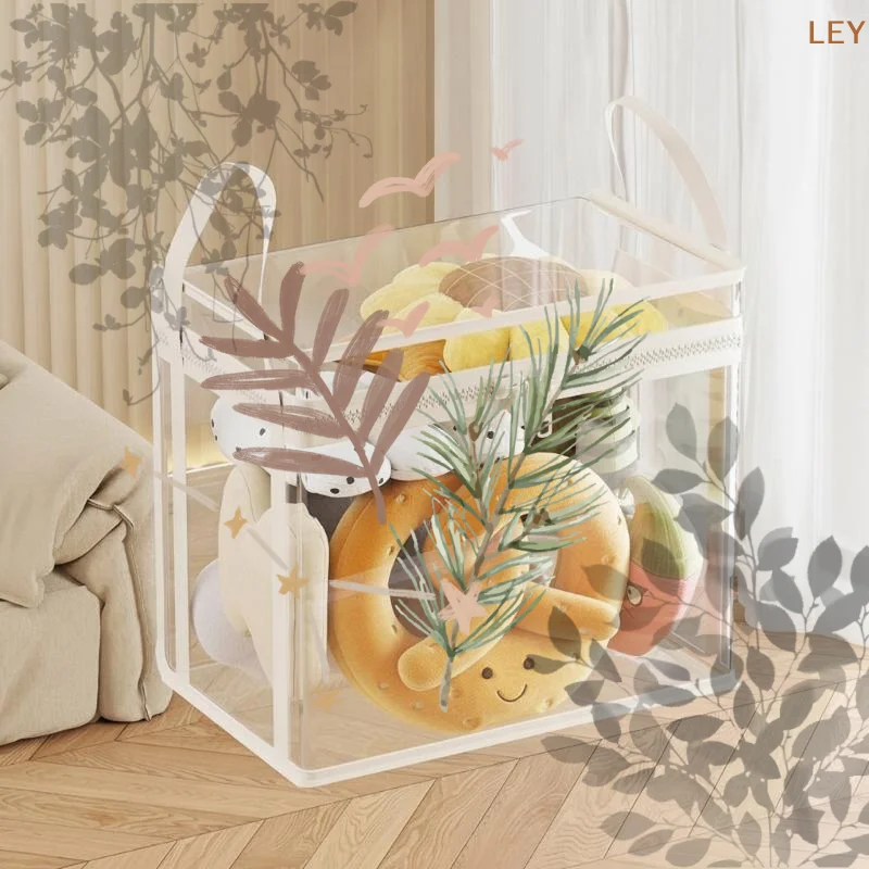 Universal Transparent Visible Doll Storage Bag Large Capacity Clear Storage Case With Zipper Handle Moisture-Proof Organizer Bo