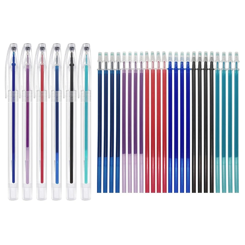 Новинка 2025 года, 6 термостираемых ручек, маркеры для ткани с 24 стержнями, маркеры для ткани подходят для квилтинга, швейные принадлежности