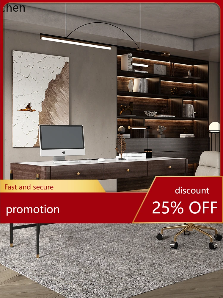 

YFY Стол из цельного дерева с каменной плитой, современный домашний стол для учебы