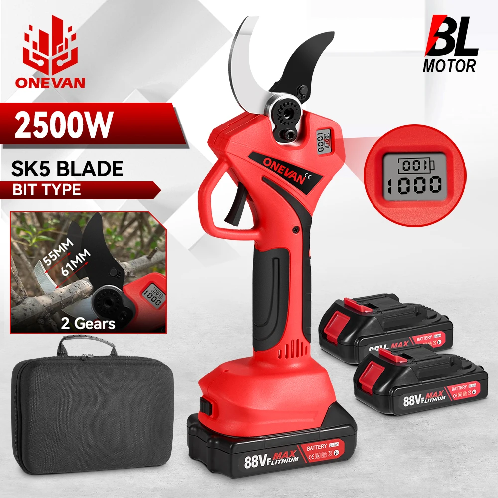 ONEVAN 2500W 55MM Bürstenlose Elektrische Gartenschere Akku-schere Äste Garten Werkzeuge Für Makita 18V Batterie pin