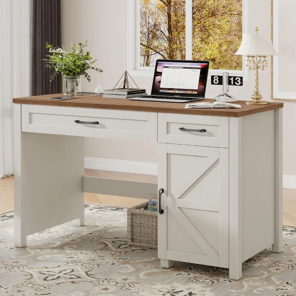 

Farmhouse 47" Executive Desk, Computer Desk with Drawers and Storage Cabinet, Workstation Computer Desk for Home Office an