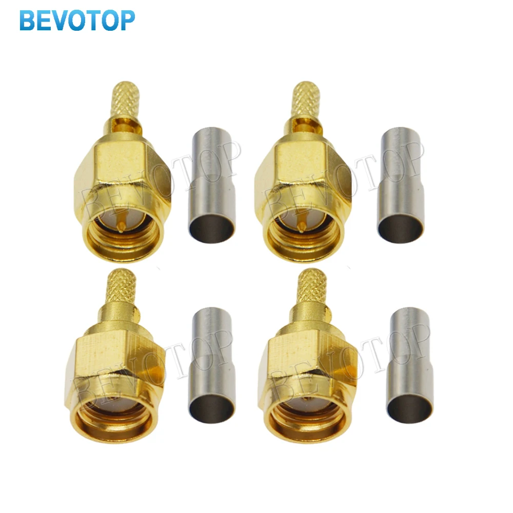 

10PCS/lot RP-SMA/SMA Male with Window Connector Crimp RG174 RG316 LMR100 RF Connector Gold Plated 50 Ohm BEV0TOP