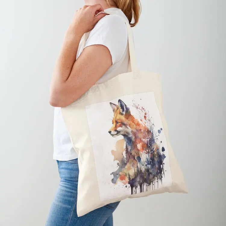 

Fox Watercolor Tote Bag foldable reusable bag shopper bags hand bags Women's shopper