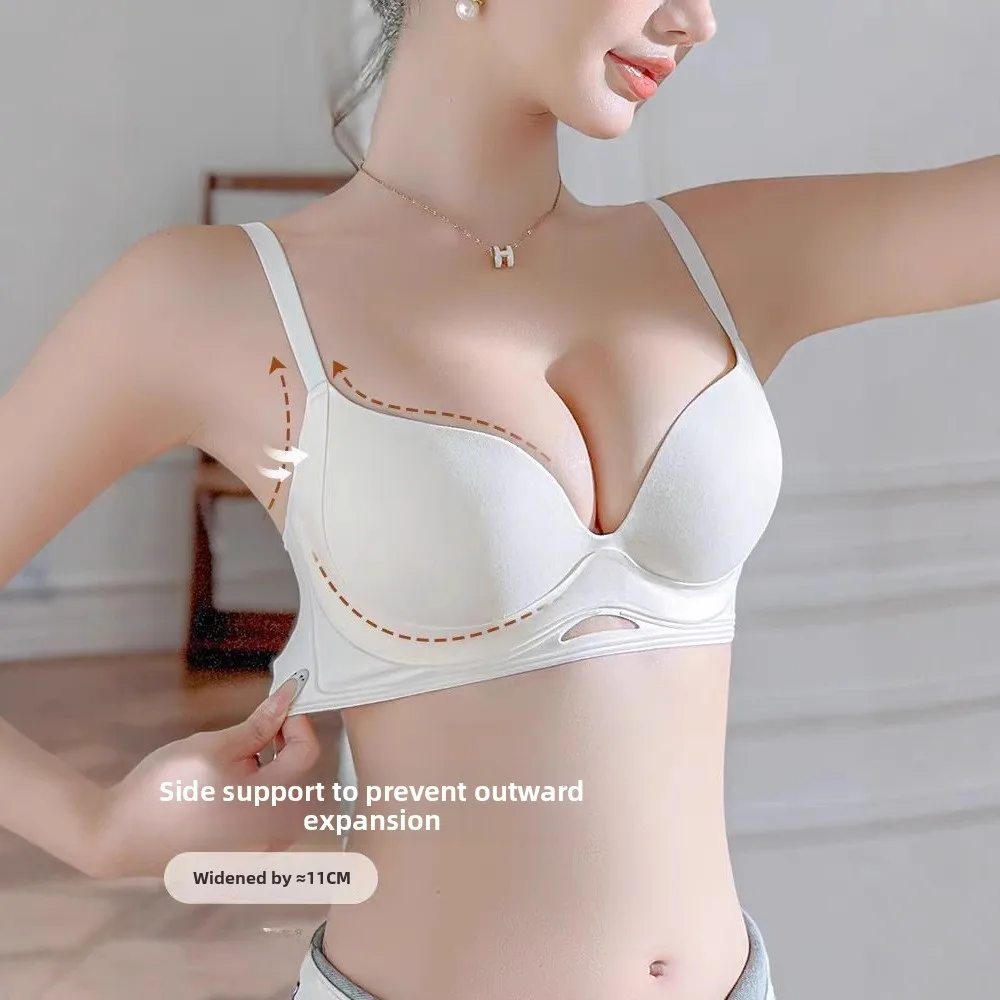 Wireless Bra Seamless Anti-Light Spillage Adjustment Thin Women's Underwear Bra Pads Summer Thin Gathered Side Effect Removal