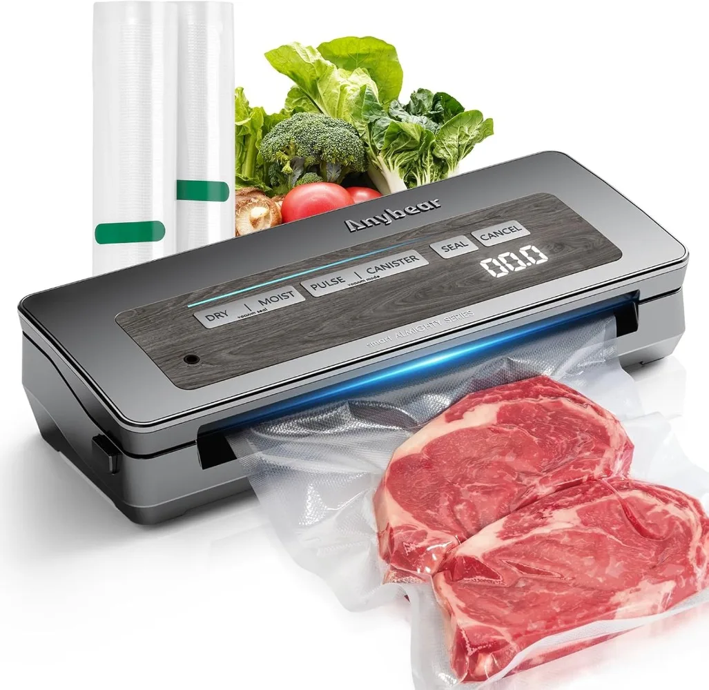 Vacuum Sealer Machine, 90kPa 120W Wide Seal All-IN-1 Powerful Food Storage,Digital Countdown Display,Gray