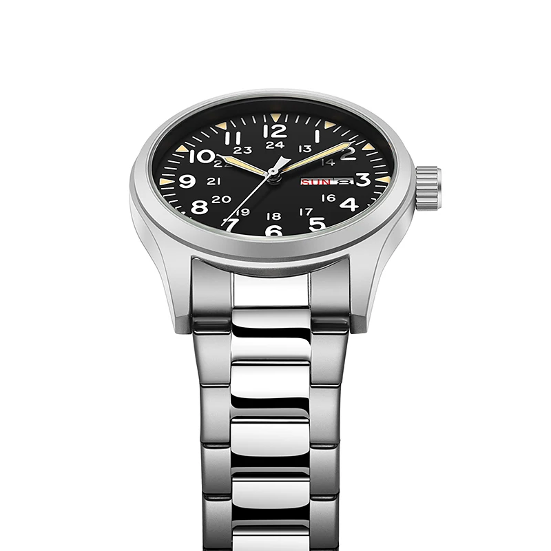 TPW 2026 Luminous 38mm Women's Field Watch - Easy Read Display with Stainless Steel Strap 24hr Time Date Day Quartz Movement